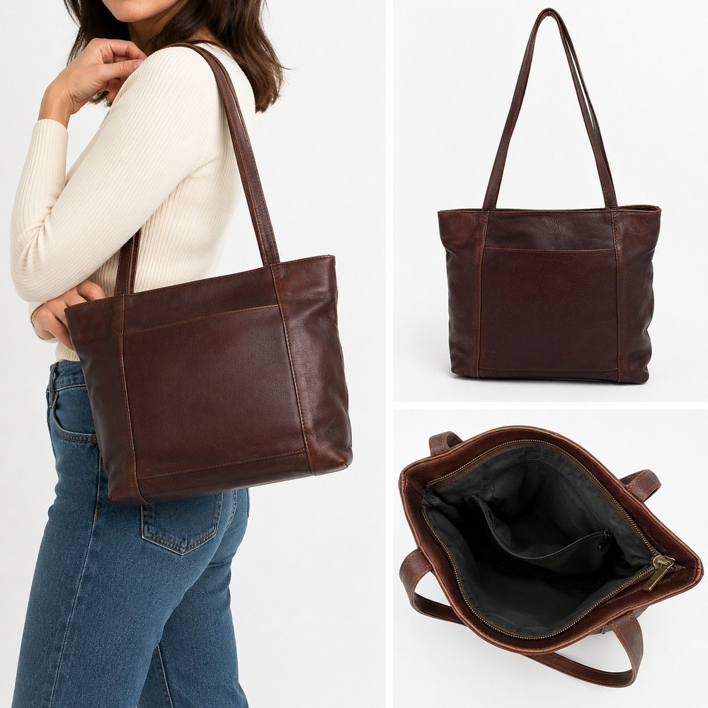 Vintage Wilsons Leather Brown Shoulder Tote Small Classic 90s‎ Carryall